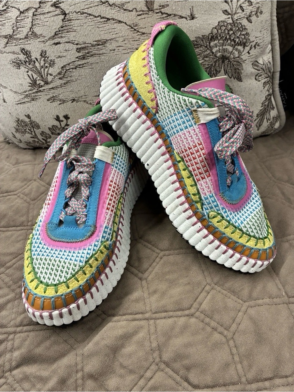 Chloe Multicolor Woven Sneakers - Pink, Blue, Green, Yellow